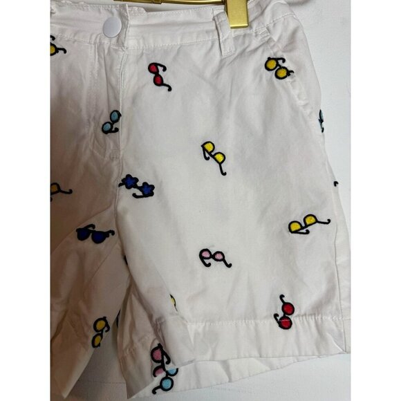 Hanna Andersson White Chino Embroidered Glasses  Shorts - Picture 4 of 9